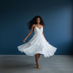 Rosebud White Layered Midi Dress Junior girls